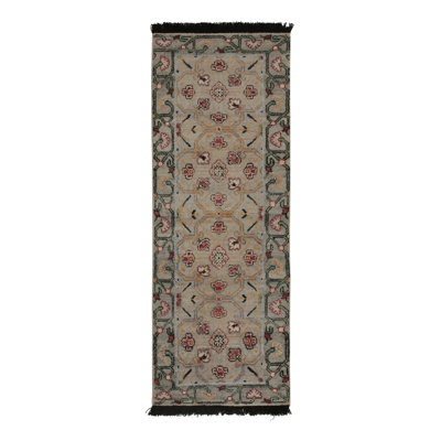 Rug & Kilim’S Classic Runner In Blue, Green And Red Floral Patterns