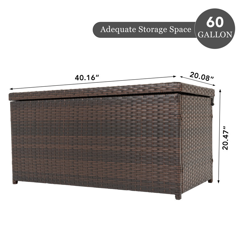 Harbourside 20'' W 60 Gallons Water Resistant Wicker Deck Box, Brown