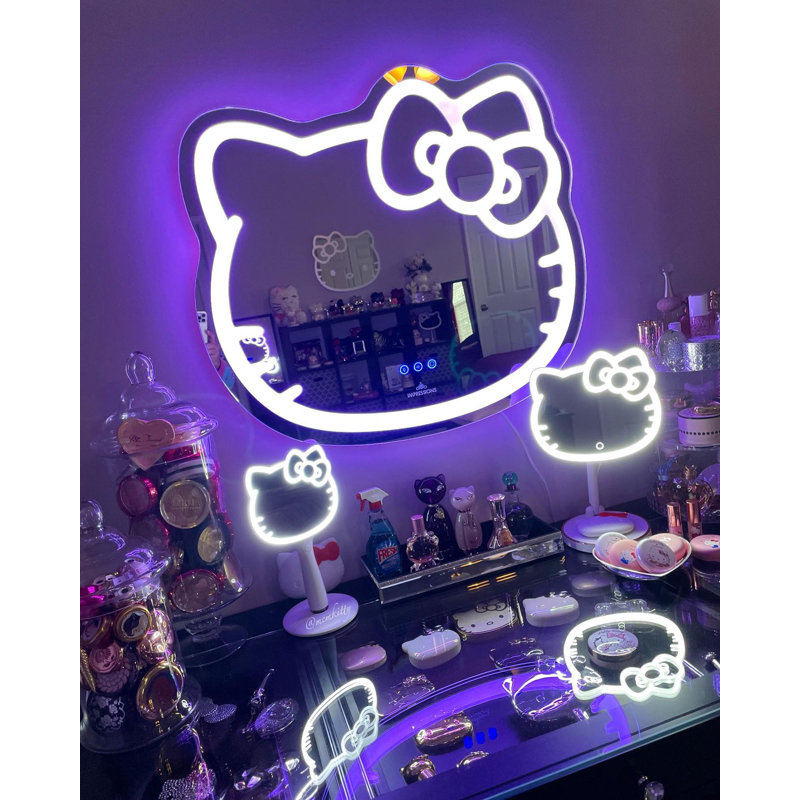 Hello Kitty Wall Mirror with Wi-Fi, Smart Touch Sensitive Makeup Vanity Mirror with App Controller