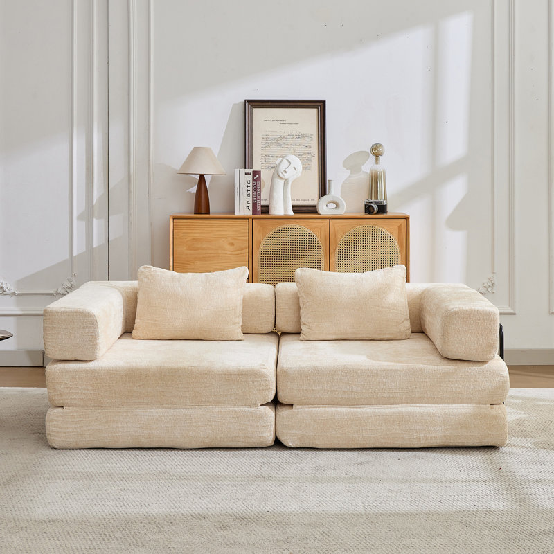 Canapé-lit Chenille, Beige