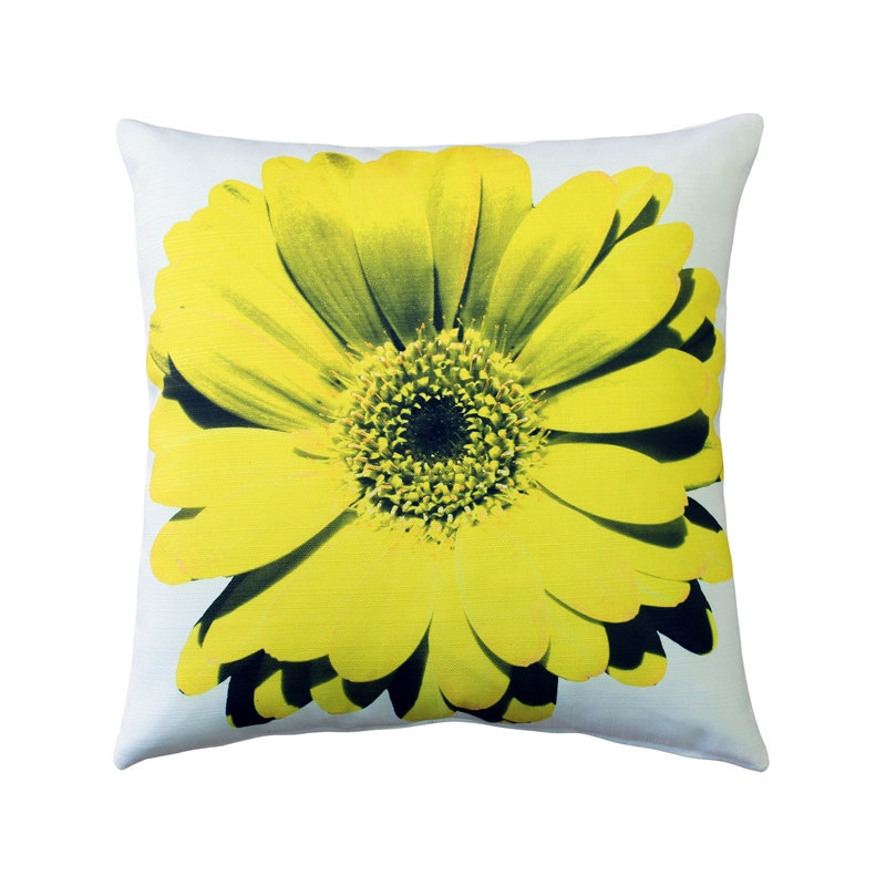 'Daisy Flower Indoor/Outdoor Throw Pillow, Yellow
