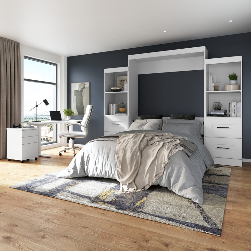 Edge Murphy Storage Bed and Shelving Units with Drawers, Queen
