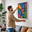Stained Glass Rhythm Geometric - Wrapped Canvas-1989255432-1989255446