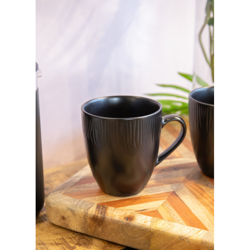 Mikasa Jardin Midnight Stoneware Mugs, 420ml, Black