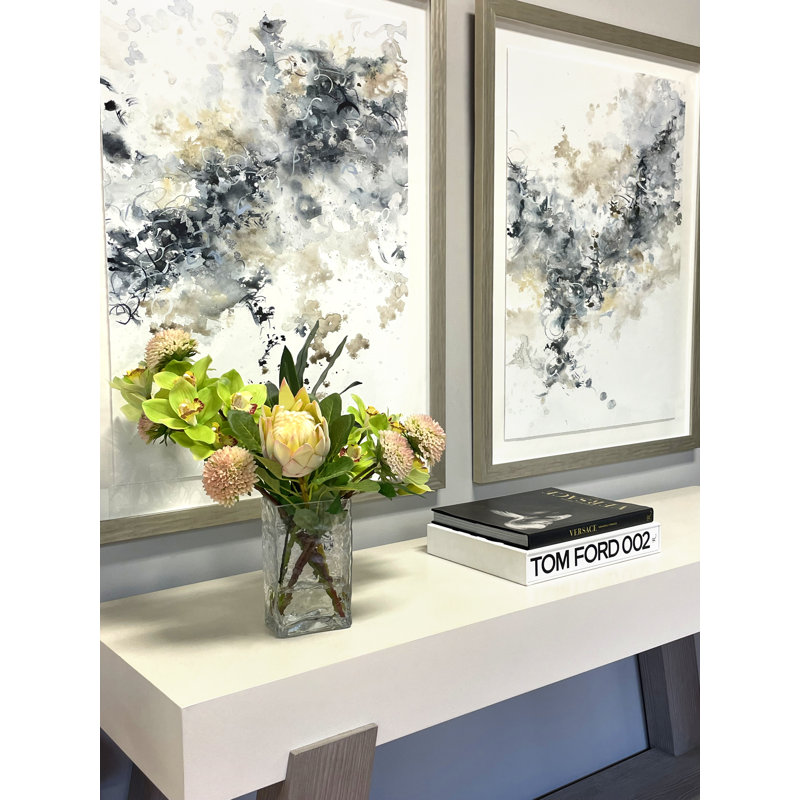 Dahlia, Protea and Orchid Arrangement in Glass Vase