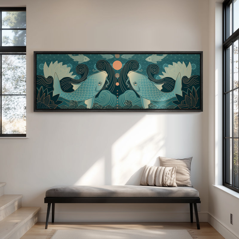Très grand art mural rétro encadré pour art classique, Noir, H 20 po x l 60 po