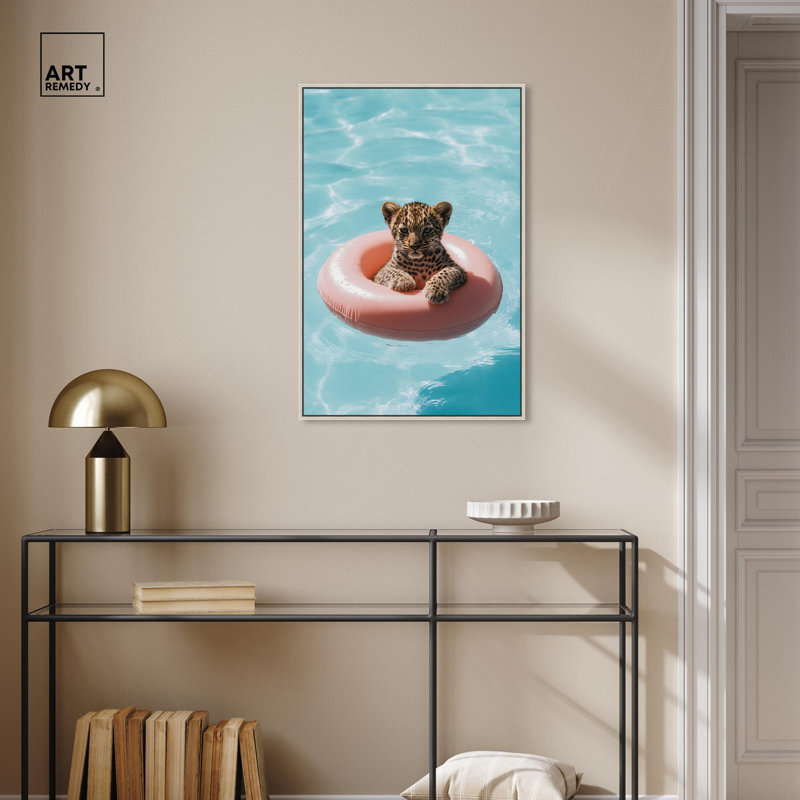 Art, art moderne, toile de tigre, H 31 po x l 21 po, Encadrement argenté