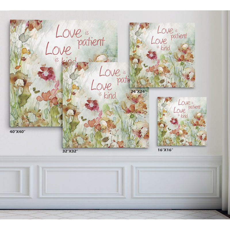 Delicate Garden Love - Painting, Wrapped Canvas, 16" H x 16" W x 1.5" D