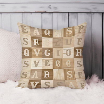 Letter Tiles Kids Room Children's Art II Throw Pillow Cover