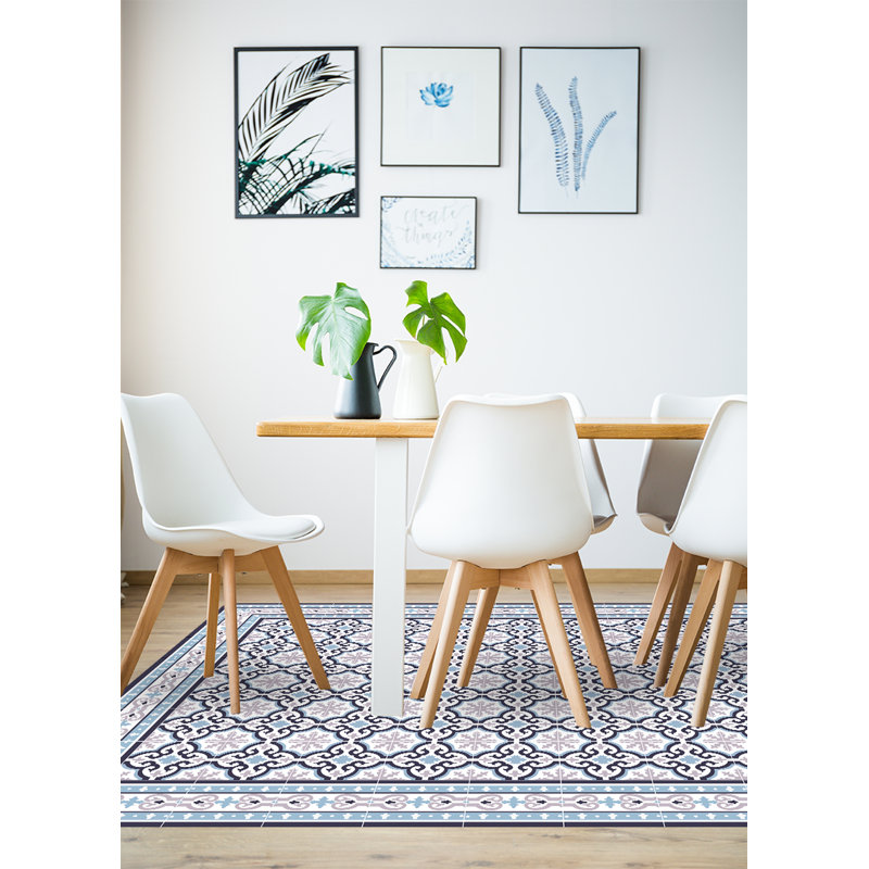 Eliasz Vinyl Machine Printed Area Rug, Rectangle 3'3.4" x 4'4.4"