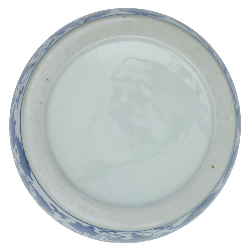 Pot à gingembre fait à la main, Motif floral bleu
