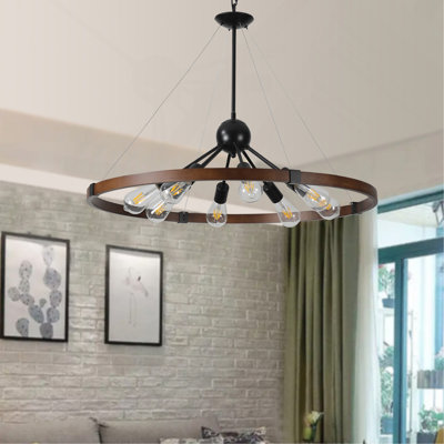 Industrial Chandelier 32" Rustic