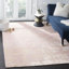 Tapis tibétain ivoire / rose en viscose / coton tissé à la main à motif damassé Andraz-123470385