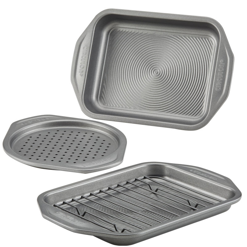 Circulon Total Bakeware Nonstick Toaster Oven and Personal Pizza Pan Baking Set, 4 Piece