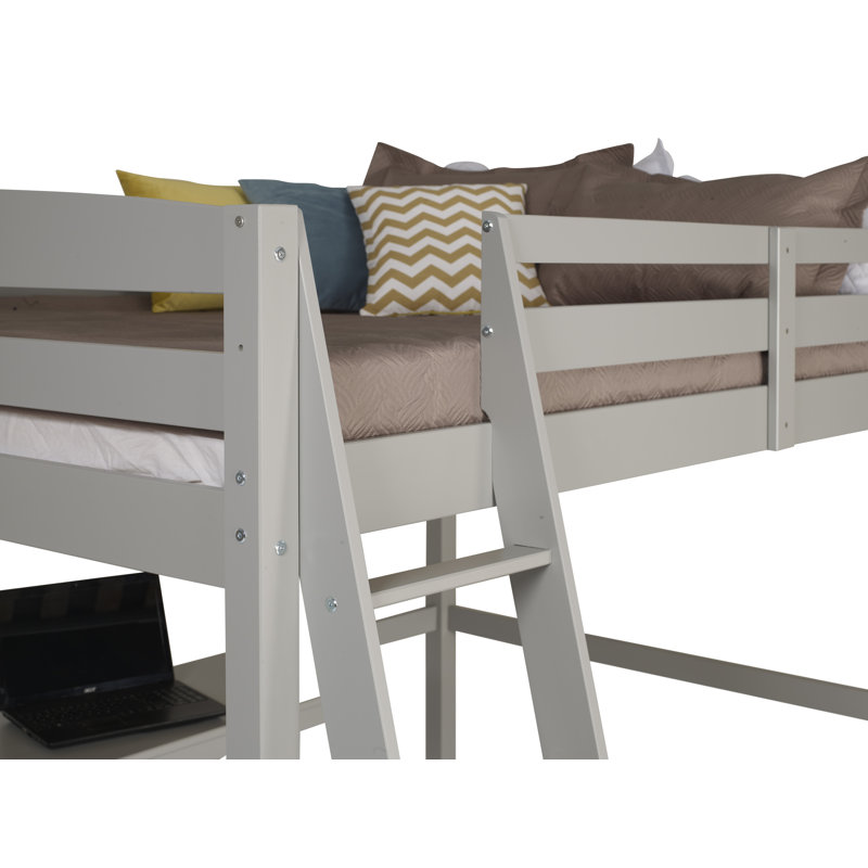 Mallika Kids Solid Wood Loft Bed with Built-In Desk, Gray, Full