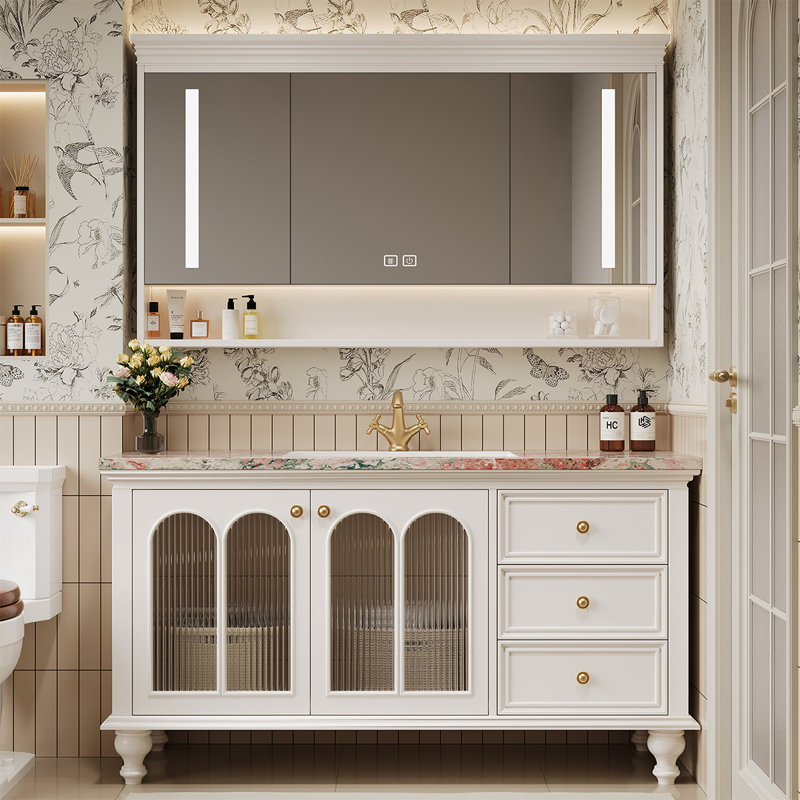 Meuble-lavabo de salle de bain autoportant Modern Modern, H 32,28 po x l 55,12 po x P 21,65 po