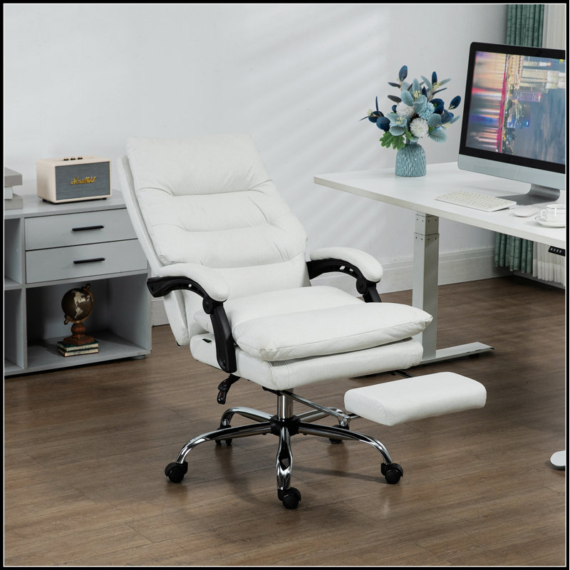 Chaise de bureau ergonomique avec siège pivotant, soutien lombaire, massage, hauteur réglable, appui-tête et repose-pieds