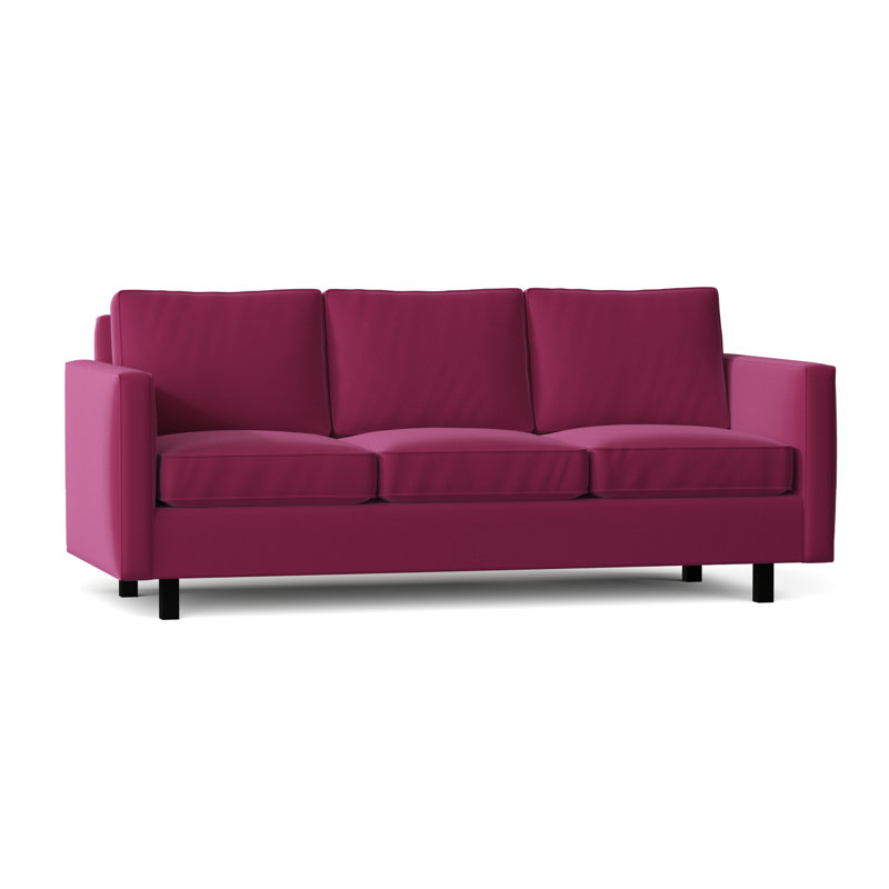 Catalina 85'' Upholstered Sofa, Klein Pink, Black, 84 inches