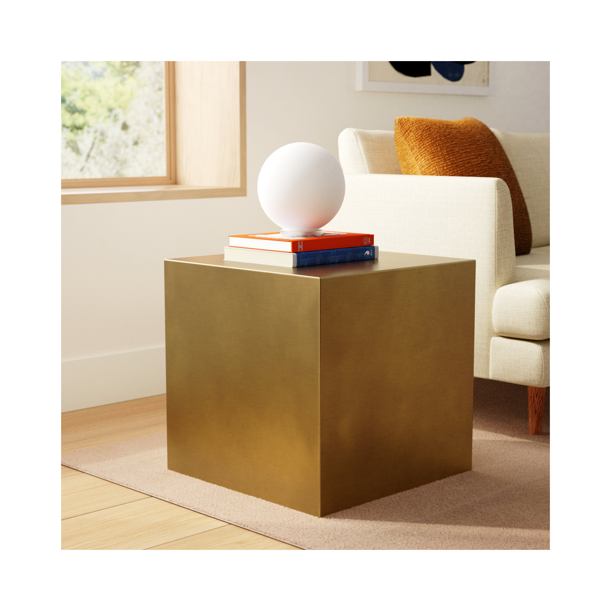 Jules End Table, 20" H x 20" x 20" D, Brass