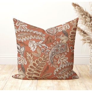 Rustic Orange Pailsey Outdoor Pillow