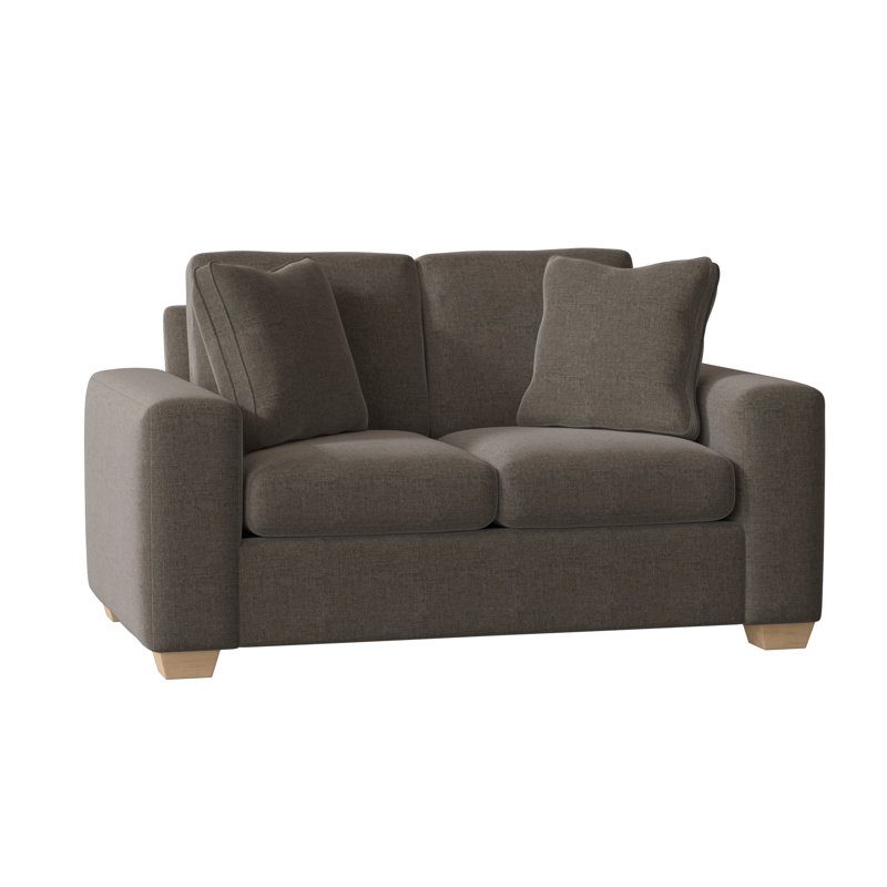 Causeuse à accoudoirs carrés de 64 po avec coussins réversibles Anastase, Champignon Jango, Brut