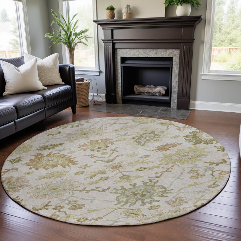 Premium Machine Washable Gurubaksh AMF1150 Global Rug, Rond 8 pi
