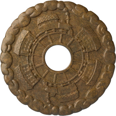 Endurathane Kendall Train Station Ceiling Medallion, 18 1/2"OD x 3 7/8"ID x 1"P (Fits Canopies up to 3 7/8"), Hand-Painted Rubbed Bronze Finish