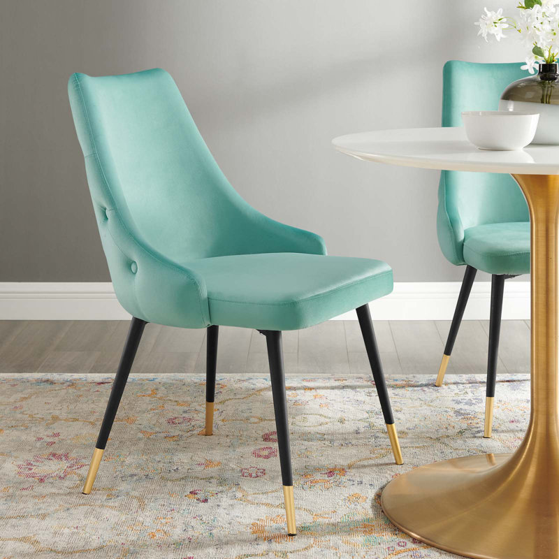 17.5'' H Velvet Side Chair, Mint