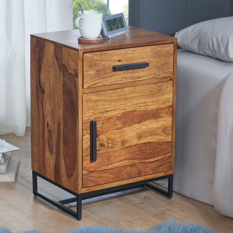 Adhvika 45cm W Iron Bedside Table