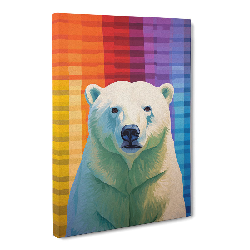 Polar Bear Colour Field - Wrapped Canvas Print, 76cm H x 50cm W x 3cm D