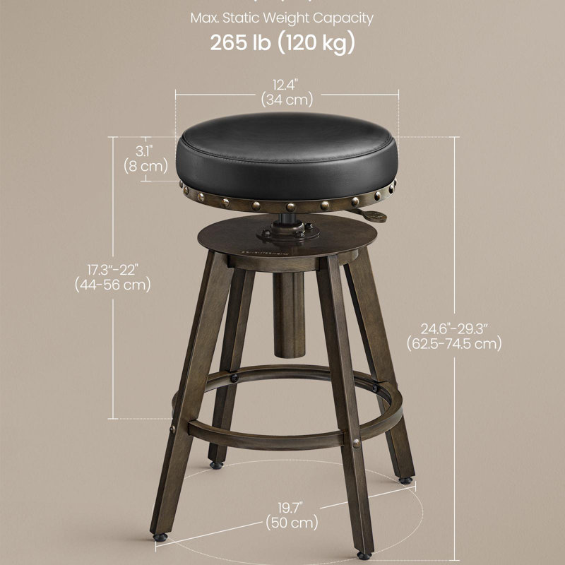 Bar Stools, Set Of 2, Ink Black