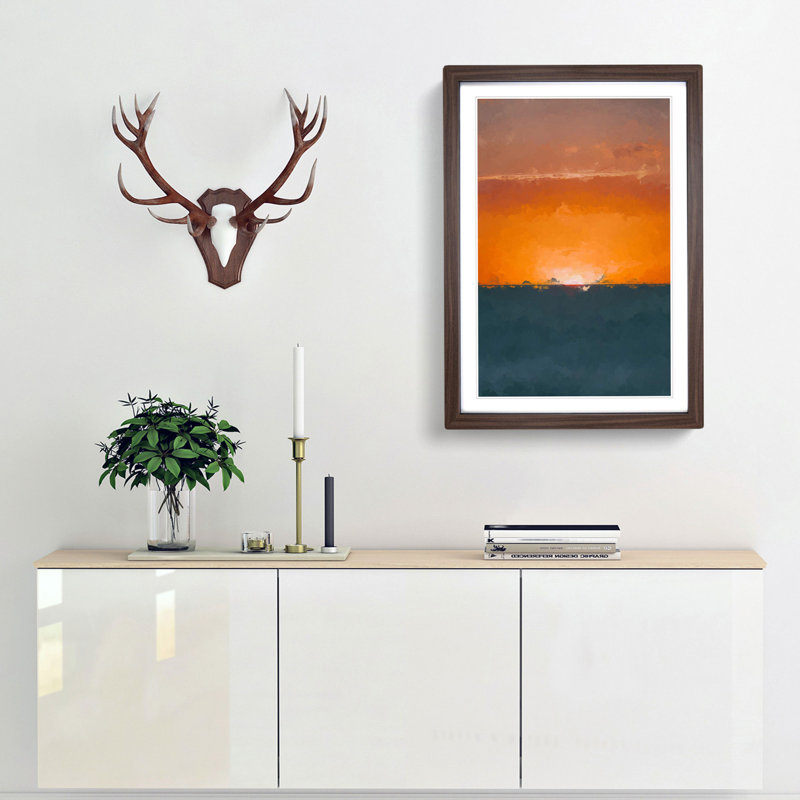 Sunrise Horizon in Abstract - Picture Frame Graphic Art Print, Walnut Framed, 65cm H x 48cm W x 2cm D