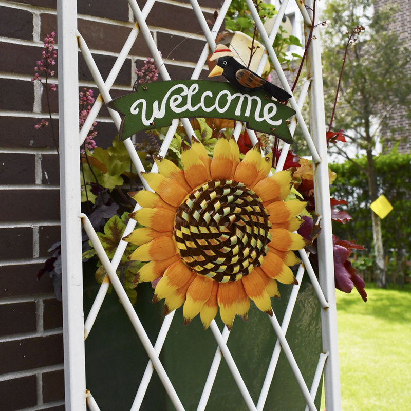 Panneau de bienvenue en métal tournesol