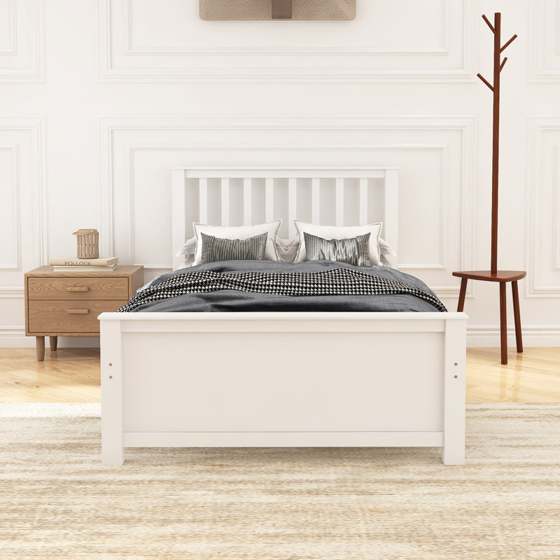 Lit plateforme simple en bois, Blanc