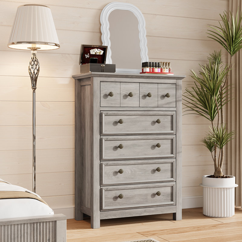 Commode verticale à 6 tiroirs H 44,7 po Winston Porter, commode verticale, commode grise