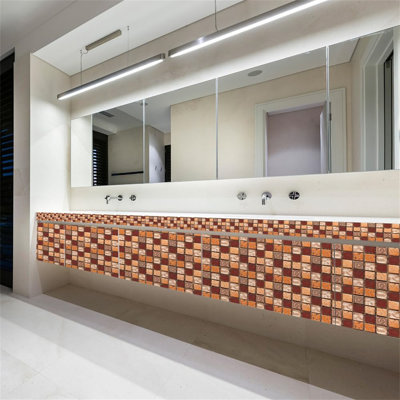 10 Sheets Peel And Stick Tile Waterproof Backsplash For Kitchen Mexican Mosaic Style Tile Stickers Self-Adhesive Floor Tile PVC Wall Tile DIY Tile Decals