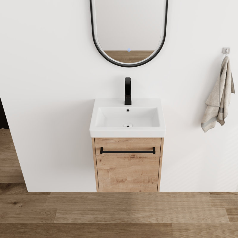 Meuble-lavabo simple 18 po avec comptoir en céramique, Beige