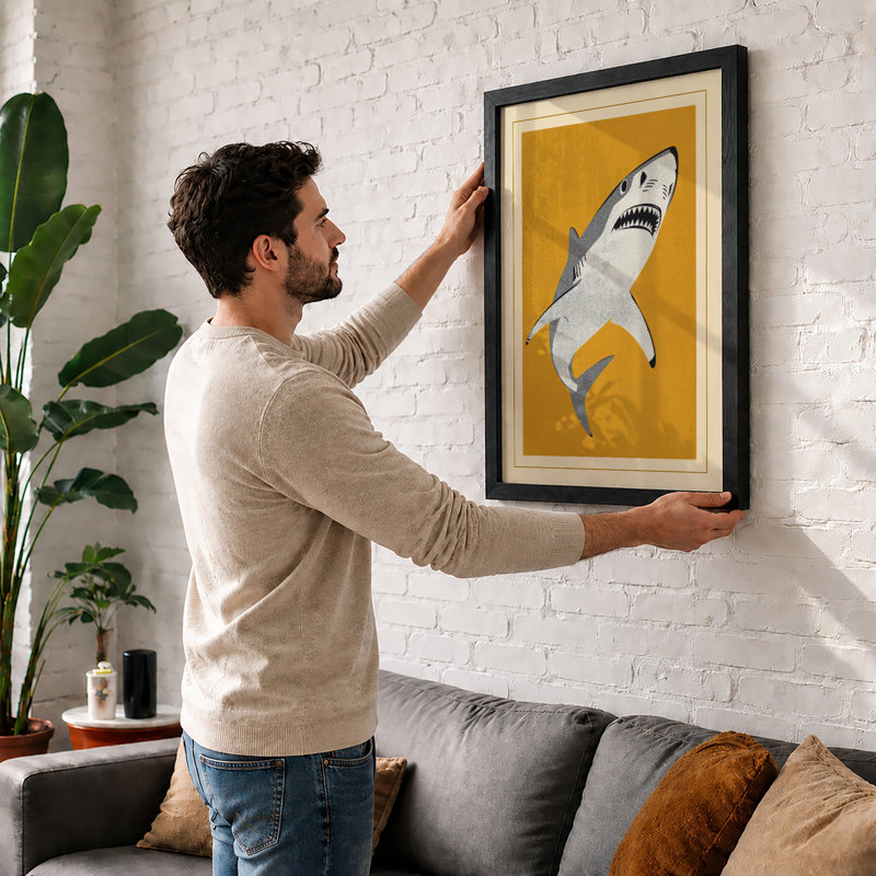 Great White Below Mid-Century - Framed Print, Unframed, A2 - 59.4 x 42.0 cm