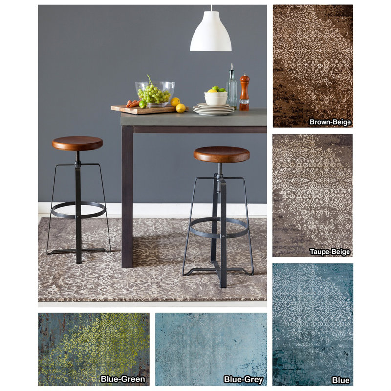 Rupec Grey/Green Abstract Area Rug, 7'9" x 10'6"