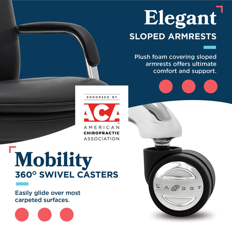 Opus Leather Swivel Executive Office Chair, Black, Chrome