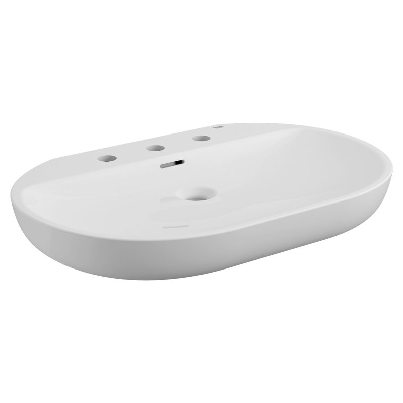 Lavabo de salle de bain mural ovale blanc avec trop-plein Essence, Centres de 8 po