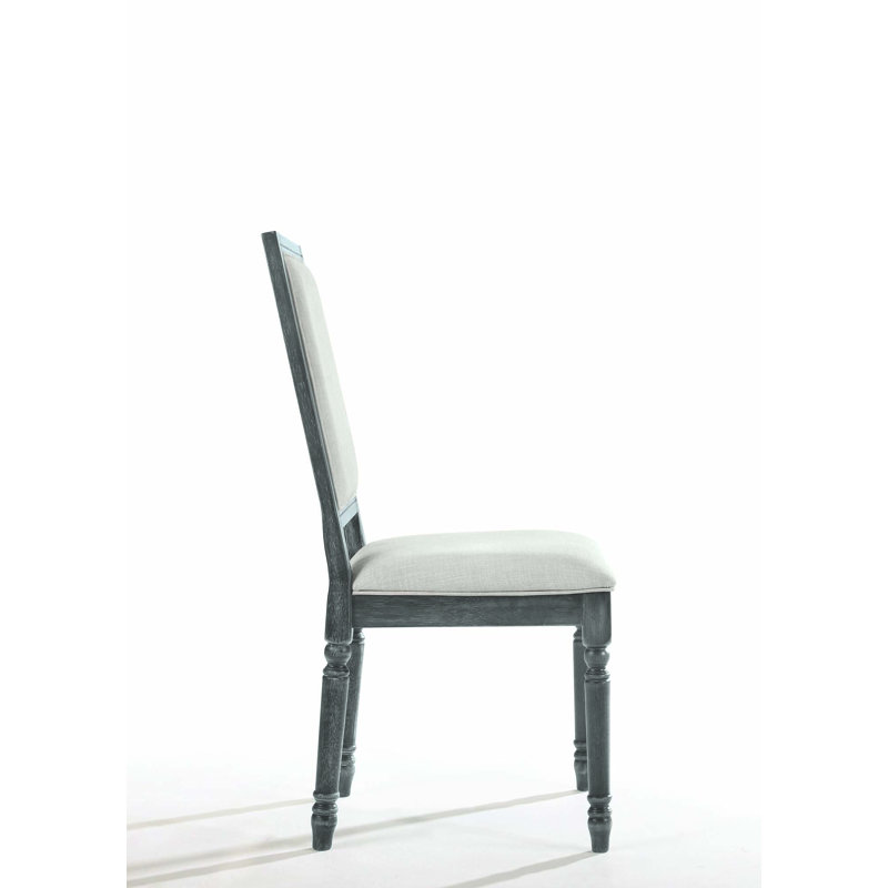 Chaise d'appoint en lin crème et gris vieilli