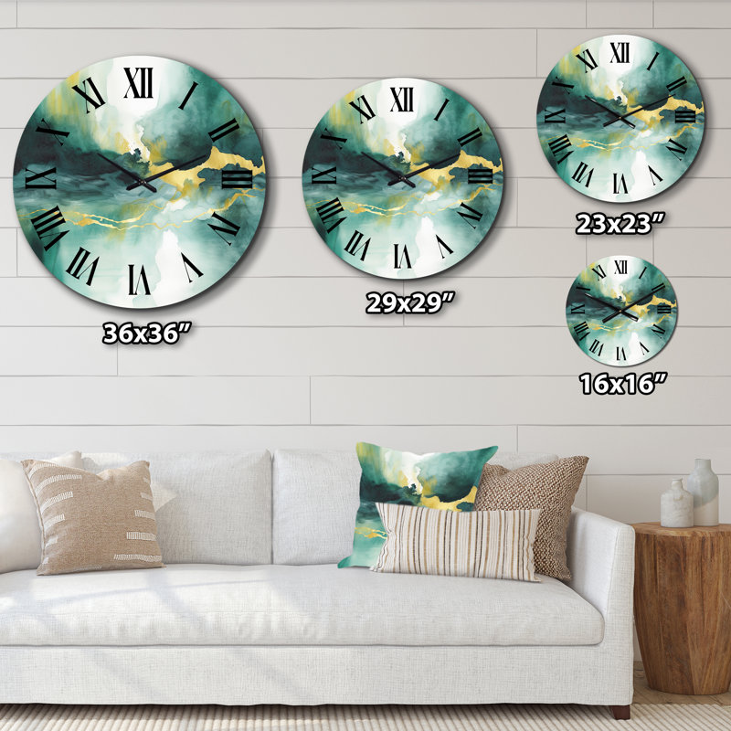 Horloge murale bleue avec impression aquarelle bleue VI, Moyenne