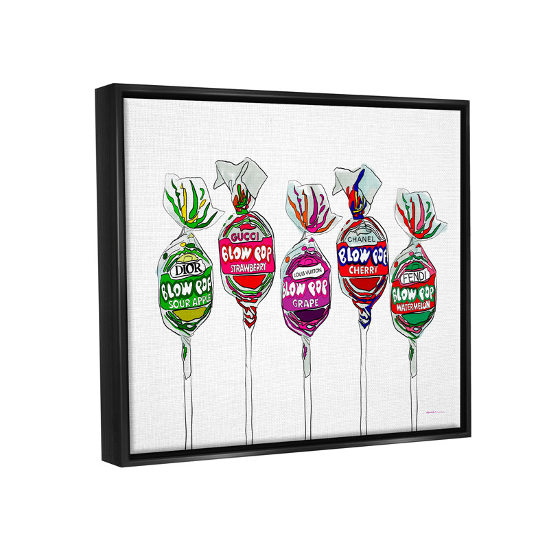 Winston Porter Modern Lollipop Candy Framed Floater Canvas Wall Art Design By Amelia Noyes, Cadre flottant noir de jais