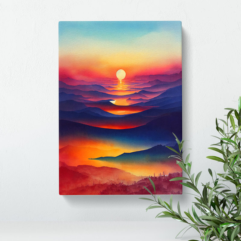 Mountain Sunset No.1 - Wrapped Canvas Print, 50cm H x 35cm W x 3cm D