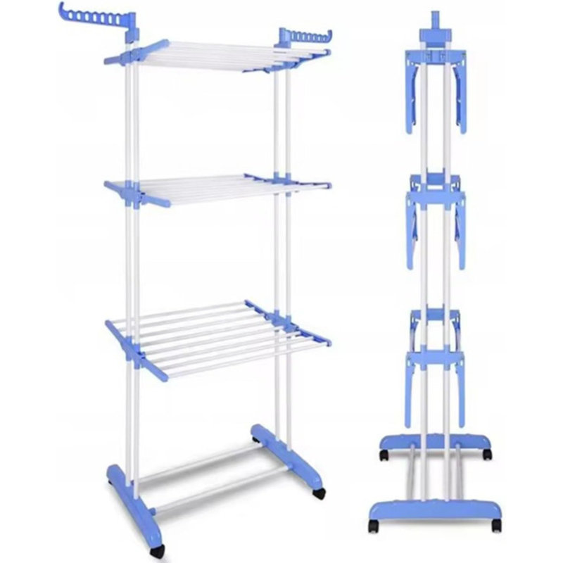 Stainless Steel Foldable Freestanding Drying Rack, Blue