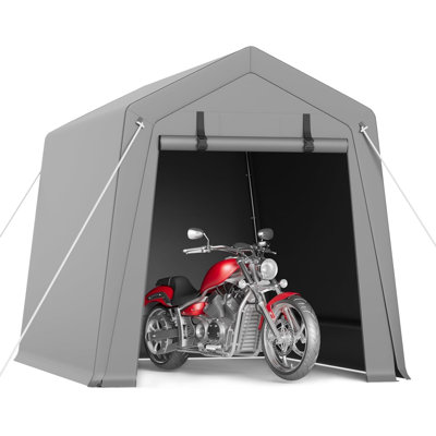 Carport Storage Shed, Portable Garage with Roll-up Zipper Door, Heavy Duty Waterproof Tarp, Storage for Motorcycle, Bike, Firewood, Garden Tools