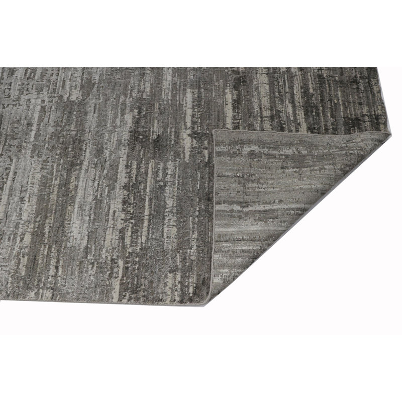 Abstract Area Rug in Ivory/Charcoal, Rectangle 10' x 14'