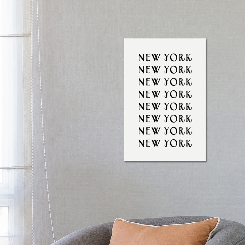 NY NY NY 1 Piece Wrapped Canvas Wall Art, 66.04 cm H x 45.72 cm W x 3.175 cm D