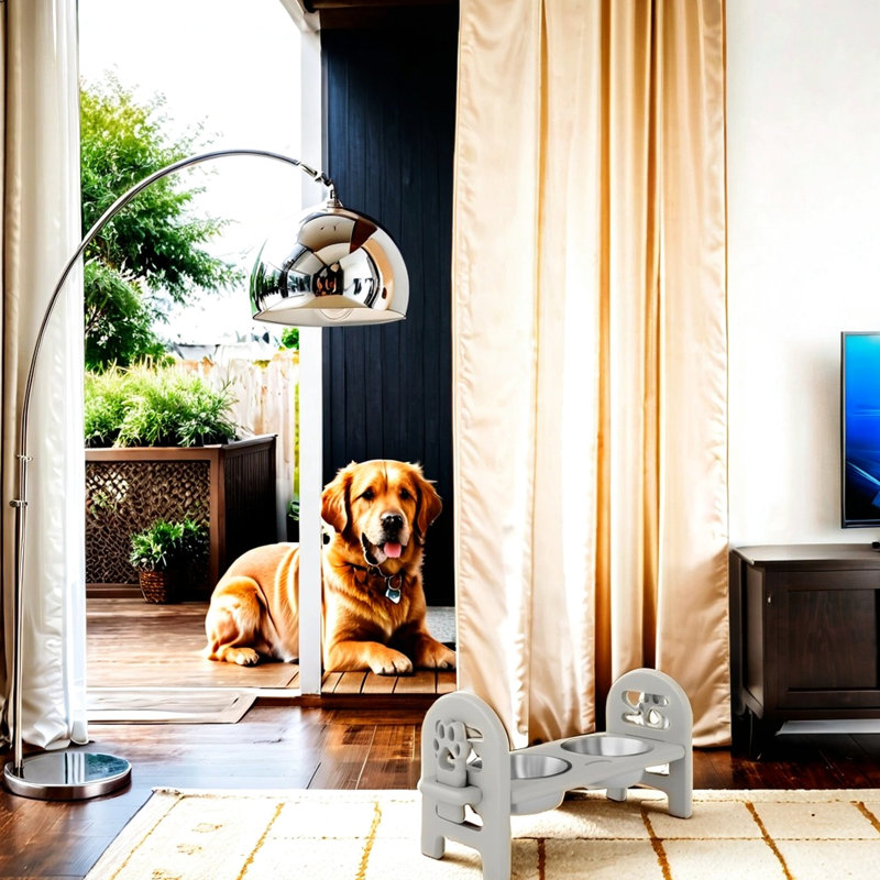 Travel - Bol pour animal de compagnie - gris foncé, réglable, bois recyclé, gris eau réglable